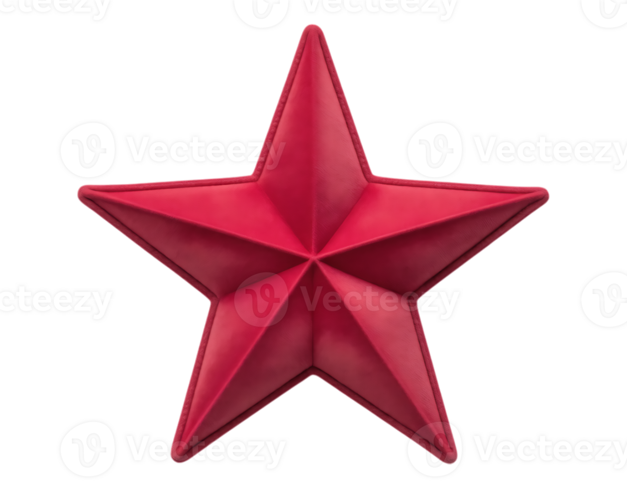 Red, 3D Five-Pointed Star Isolated on Transparent Background png