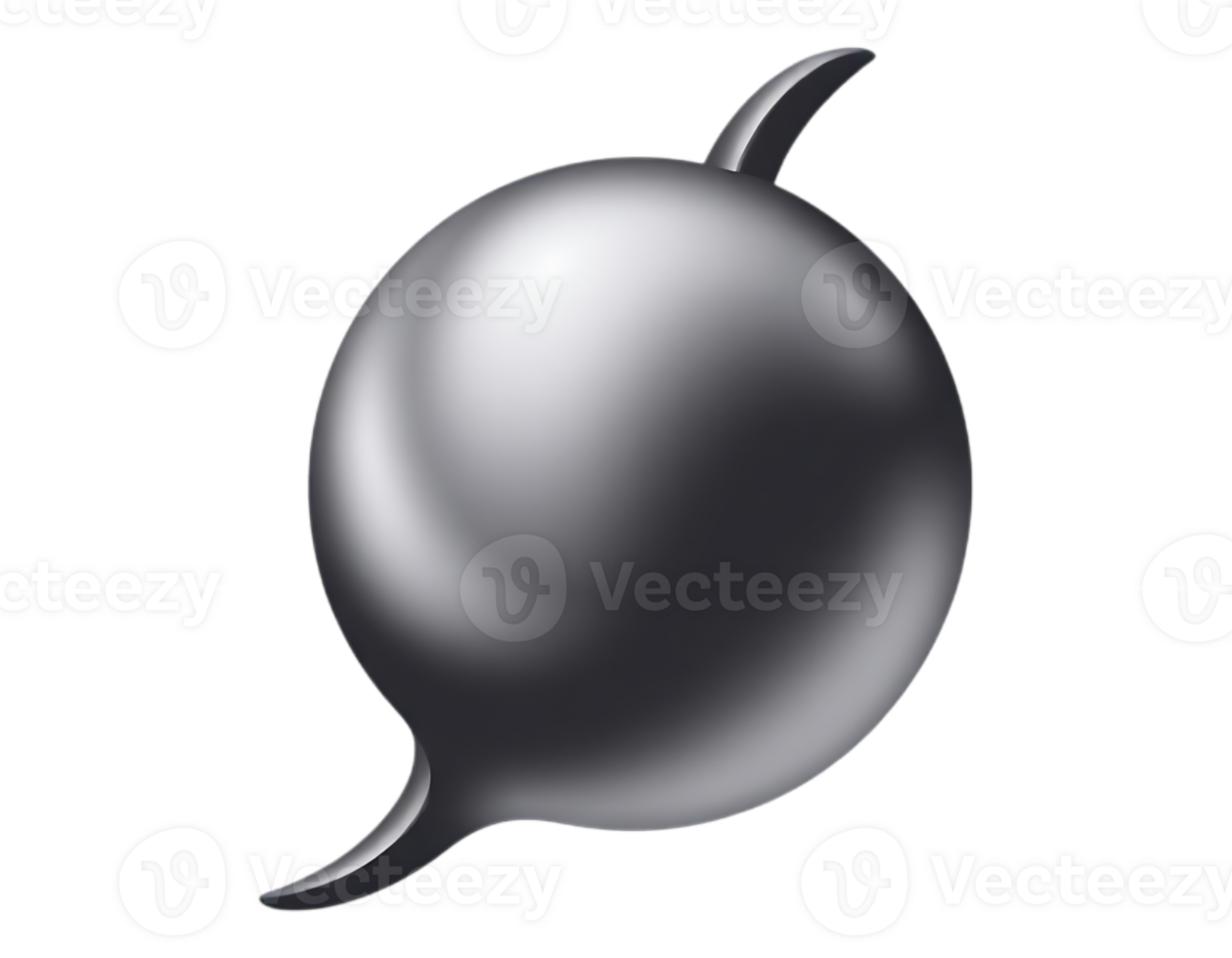 3D Metallic Speech Bubble Icon for Communication and Dialogue png