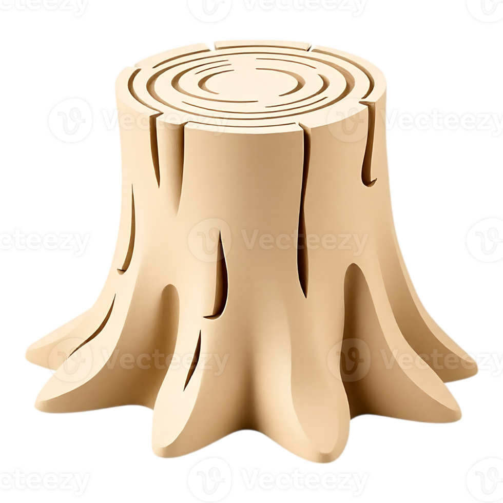 3D Cartoon Tree Stump Isolated on Transparent Background png