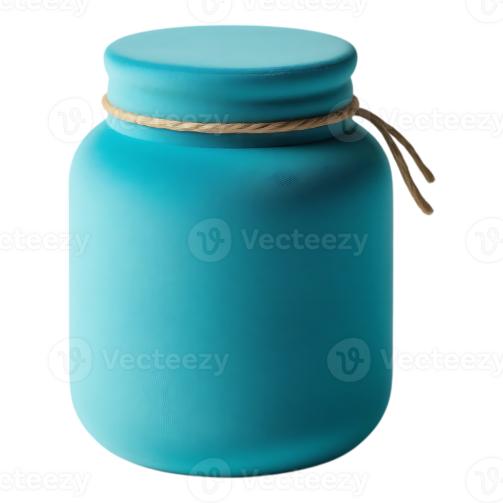 Teal Jar with Lid and Rope Detail png