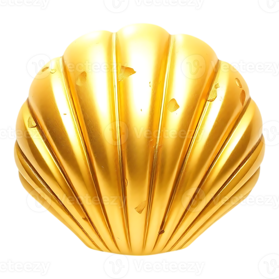 Detailed 3D Render of a Golden Seashell png