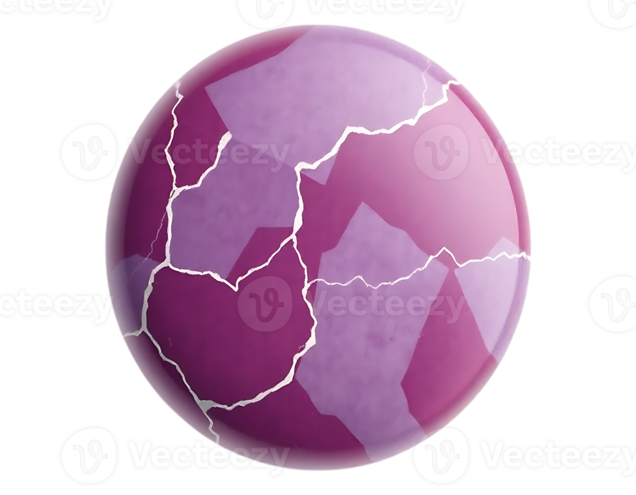 Kintsugi Sphere Broken Beauty in 3D Render png