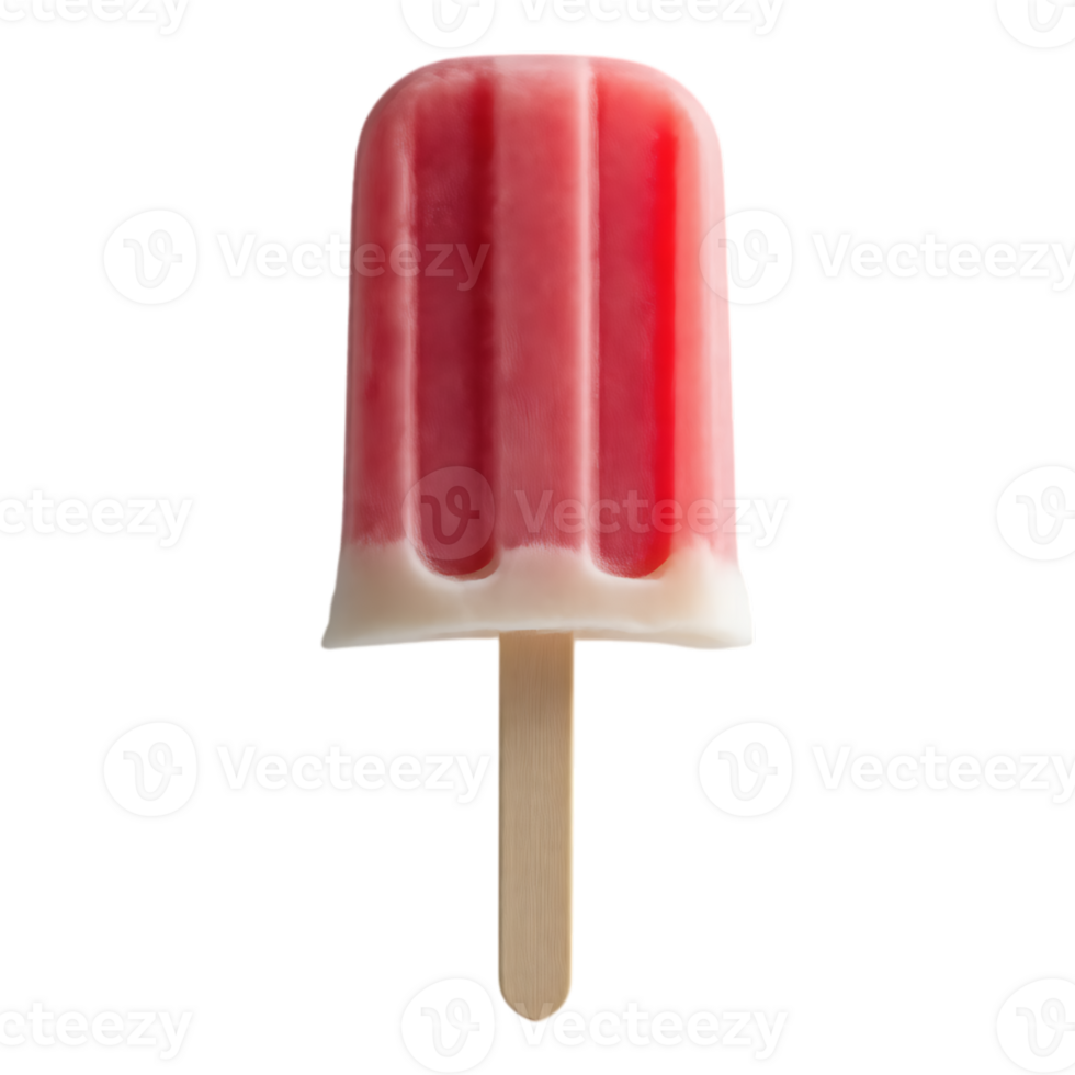 Delicious Strawberry Popsicle on a Stick png