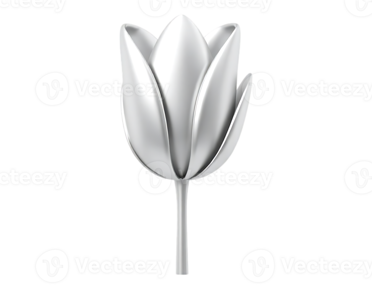 3D Render of a Silver Tulip on a Transparent Background png