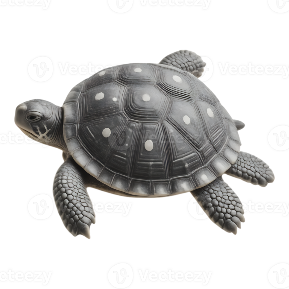A detailed illustration of a gray turtle, highlighting its shell and skin texture. png