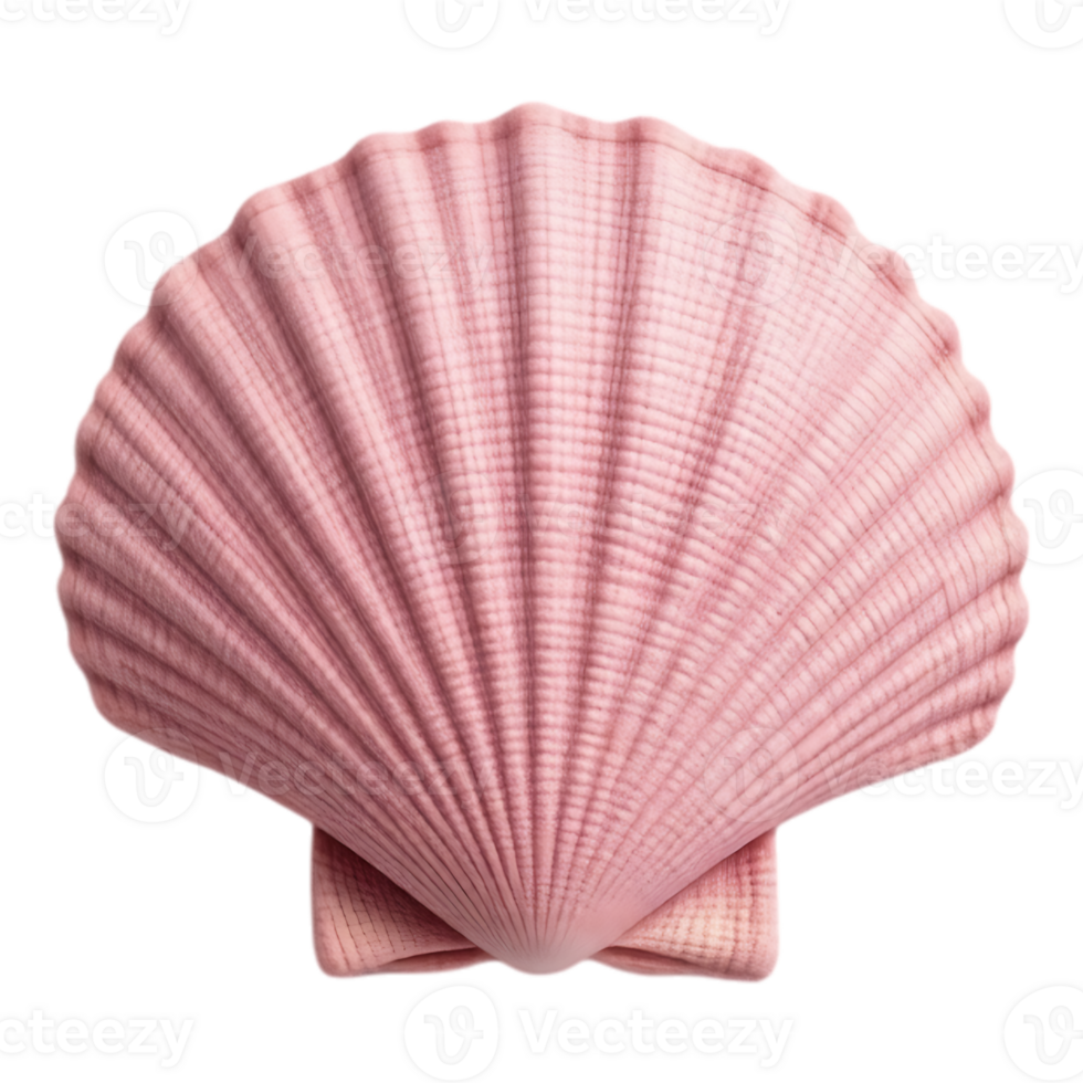 Close-up of a pink scallop shell with transparent background png