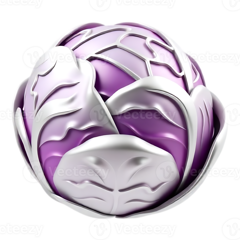 3D Render of a Purple Cabbage on Transparent Background png