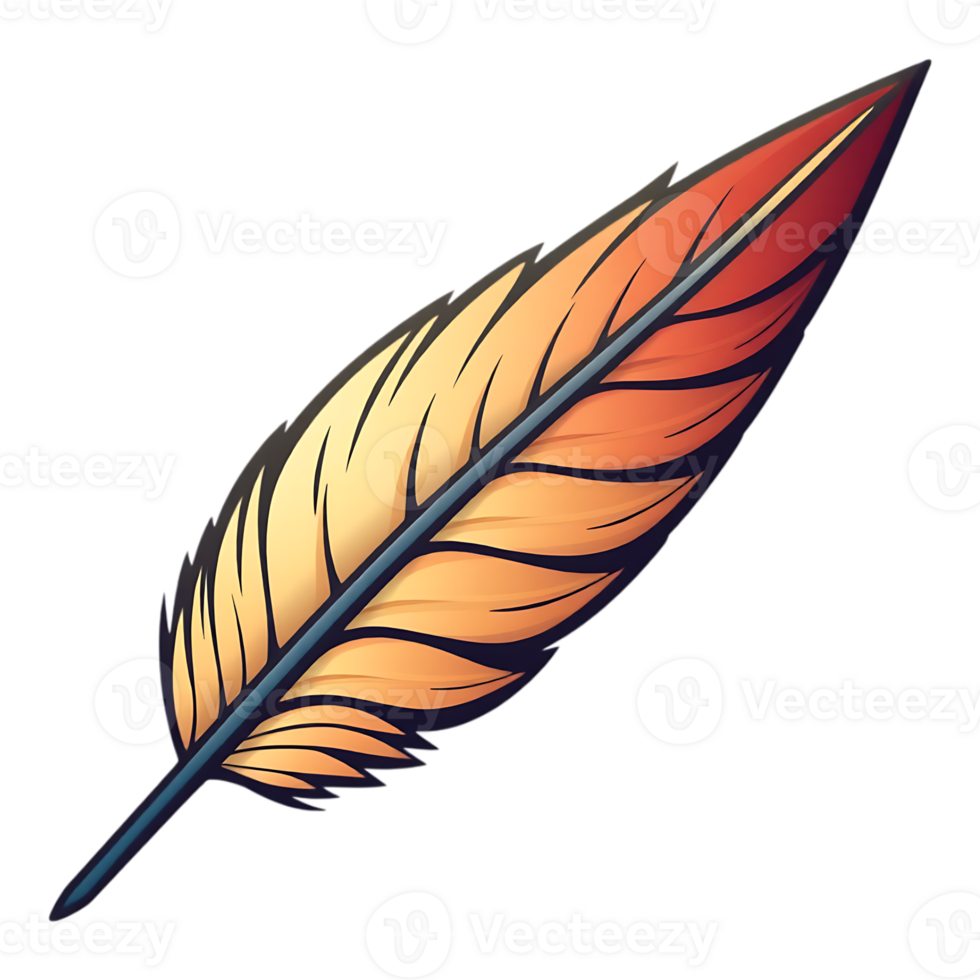 Vibrant Orange Feather Isolated on Transparent Background png