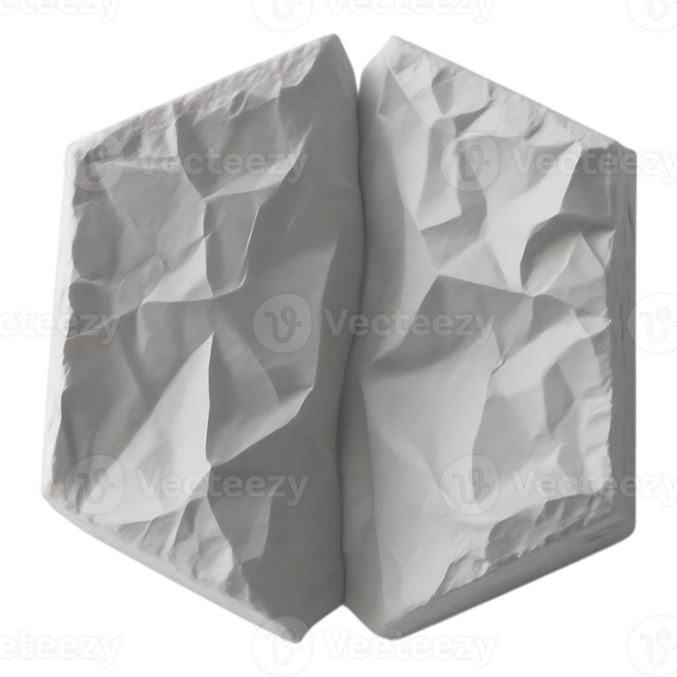 Two Crumpled White Paper Blocks with Textured Surfaces and Folds png