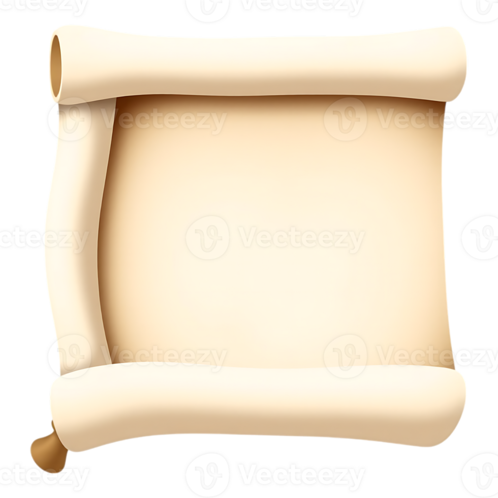 Rolled parchment scroll on a transparent background png