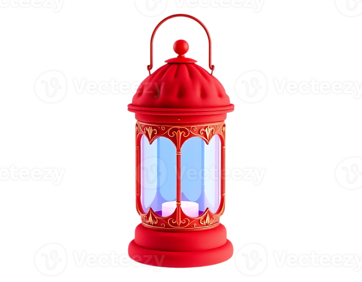 3D Rendered Red Ramadan Lantern for Eid Celebration png