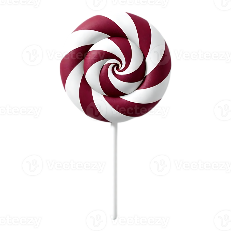 Swirled Red and White Lollipop on a Stick png