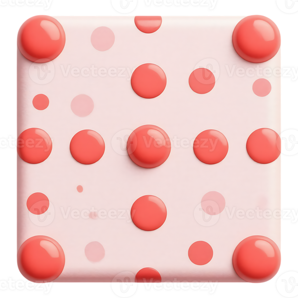 3D Render of Pink Square with Coral Dots png