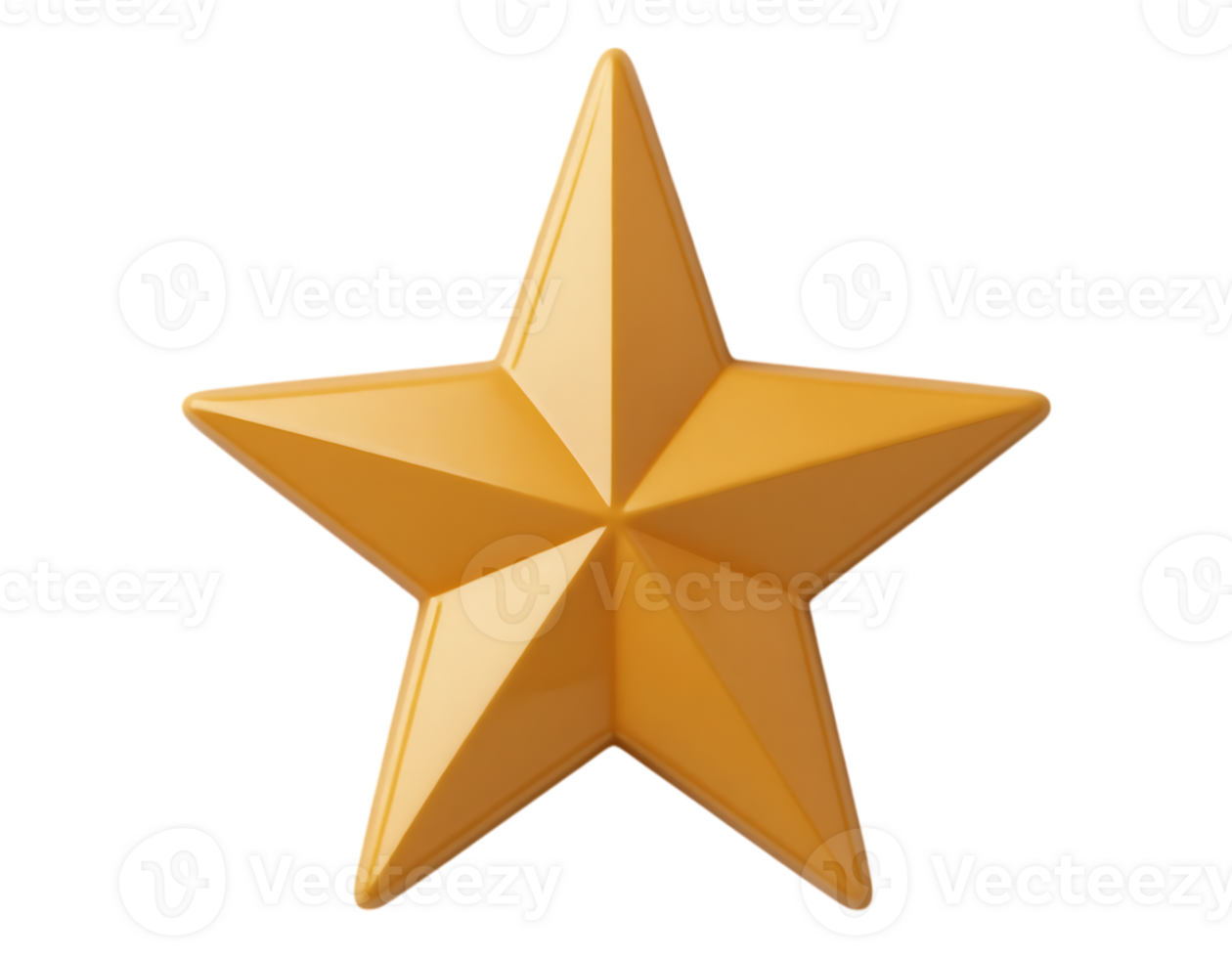 Golden Five-Pointed Star Ornament Isolated on Transparent Background png