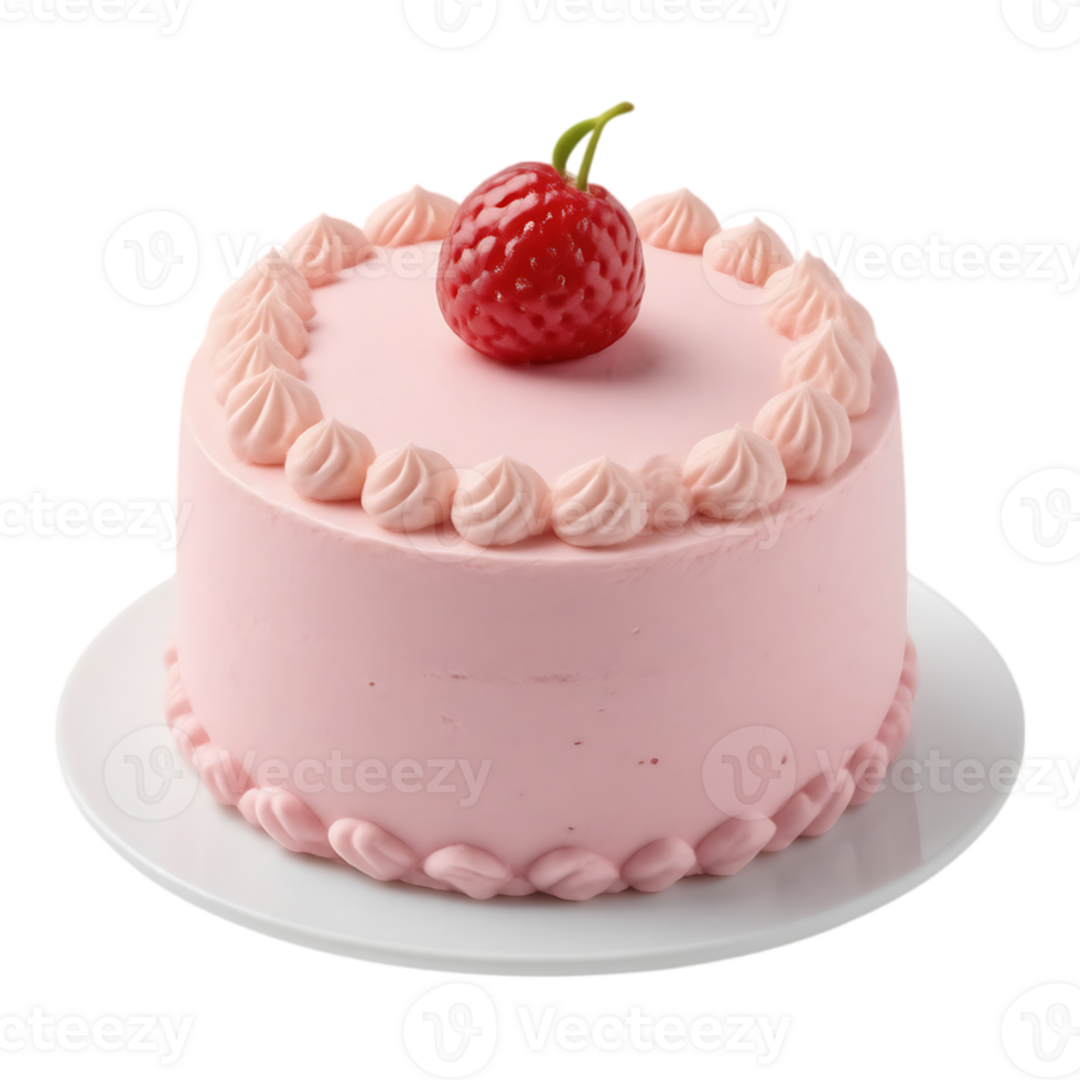 Delicious pink cake with strawberry png