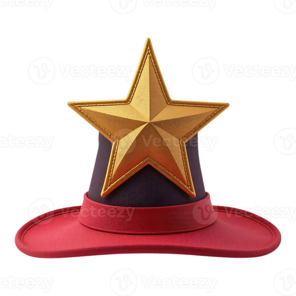 Festive Gold Star Witch Hat 3D Cartoon png
