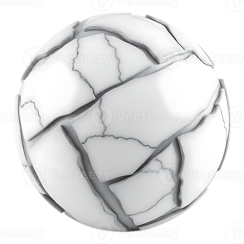 Cracked White Sphere with Fractured Marble Effect png