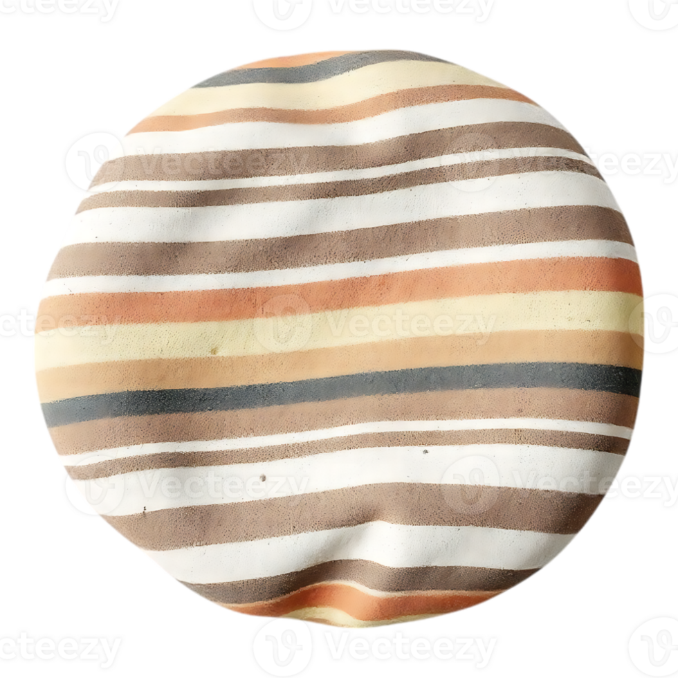 Round pillow with horizontal stripes in earth tones png