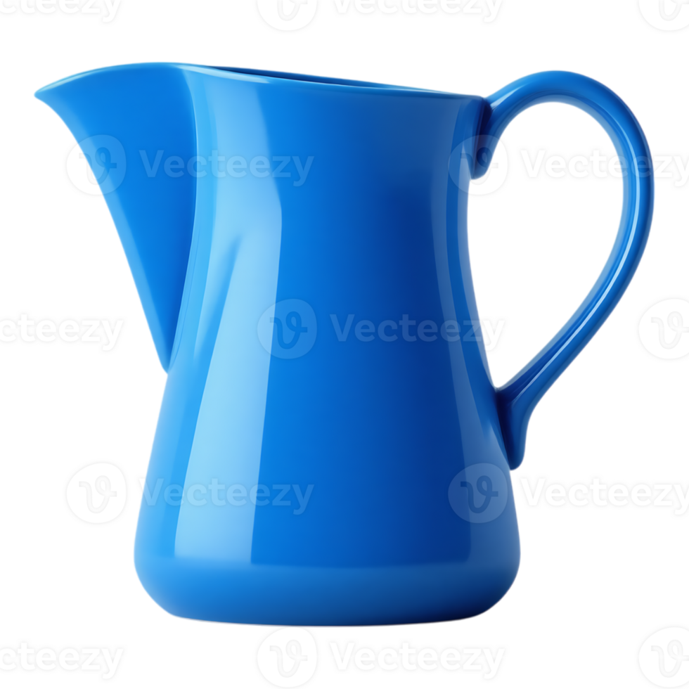 Blue ceramic pitcher with handle png