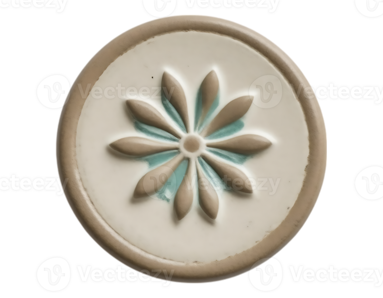 Close-up of a decorative ceramic tile with a floral design png