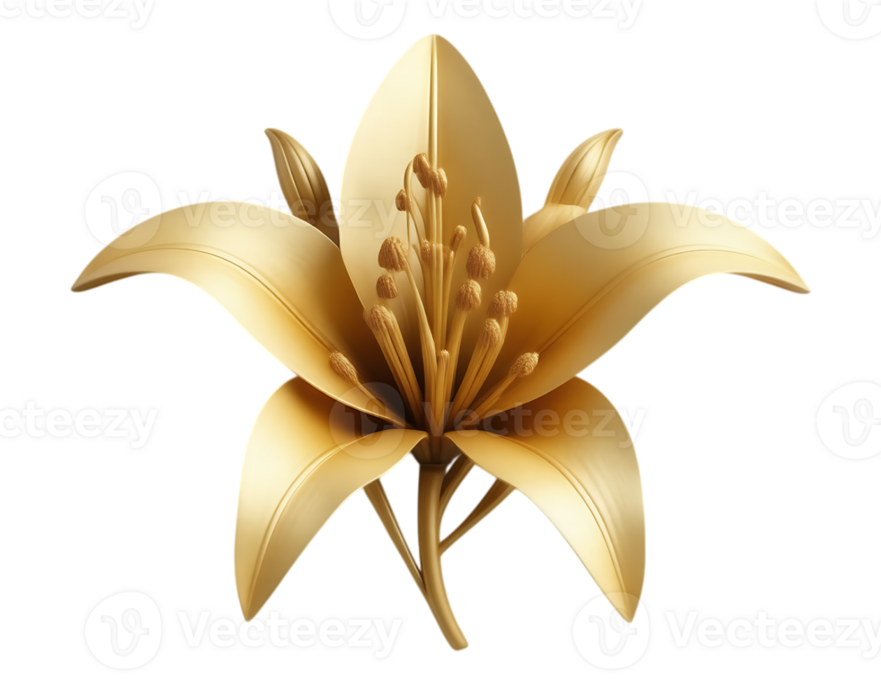 Exquisite 3D Render of a Golden Lily Blossom png