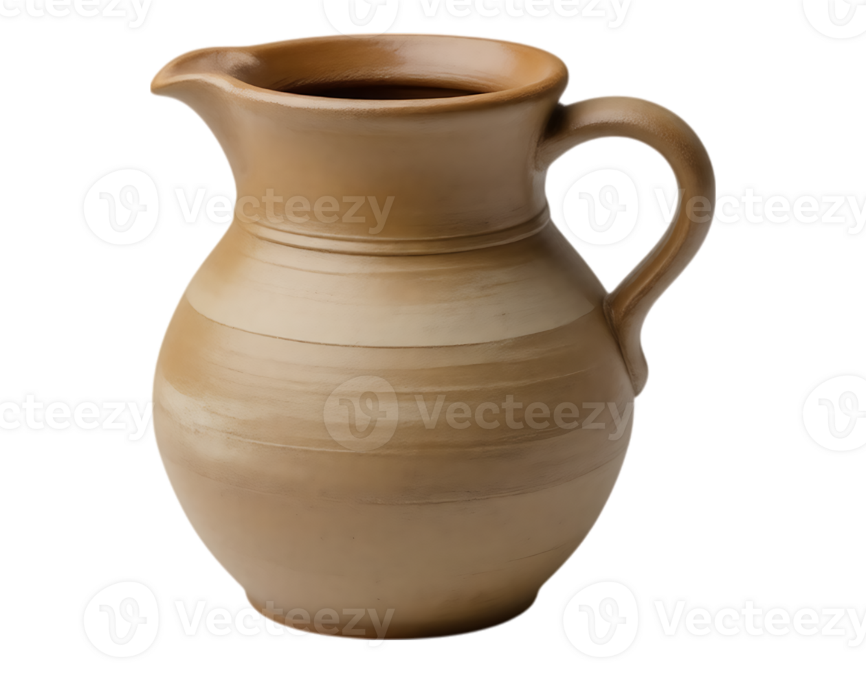 A brown ceramic pitcher with a handle and spout png