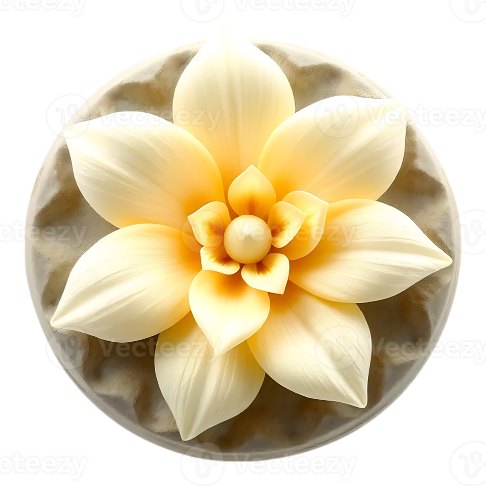 Creamy 3D Flower on Textured Round Ornament png