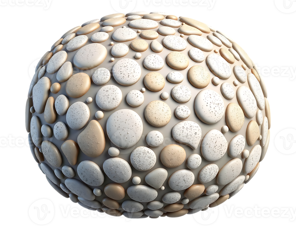 Spherical Composition of Smooth, Rounded Pebbles in 3D Rendering png