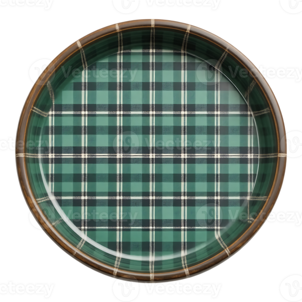 Round Tray with Plaid Design png