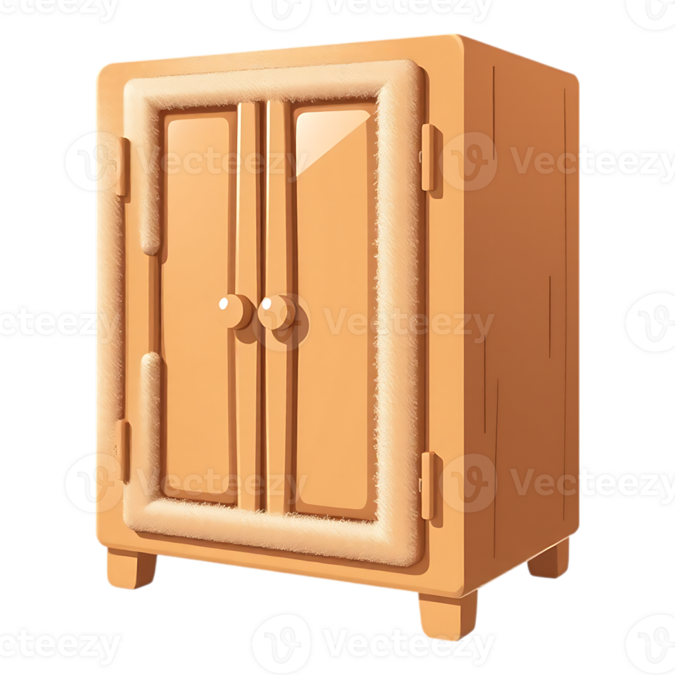 Cartoon Wooden Wardrobe with Two Doors png