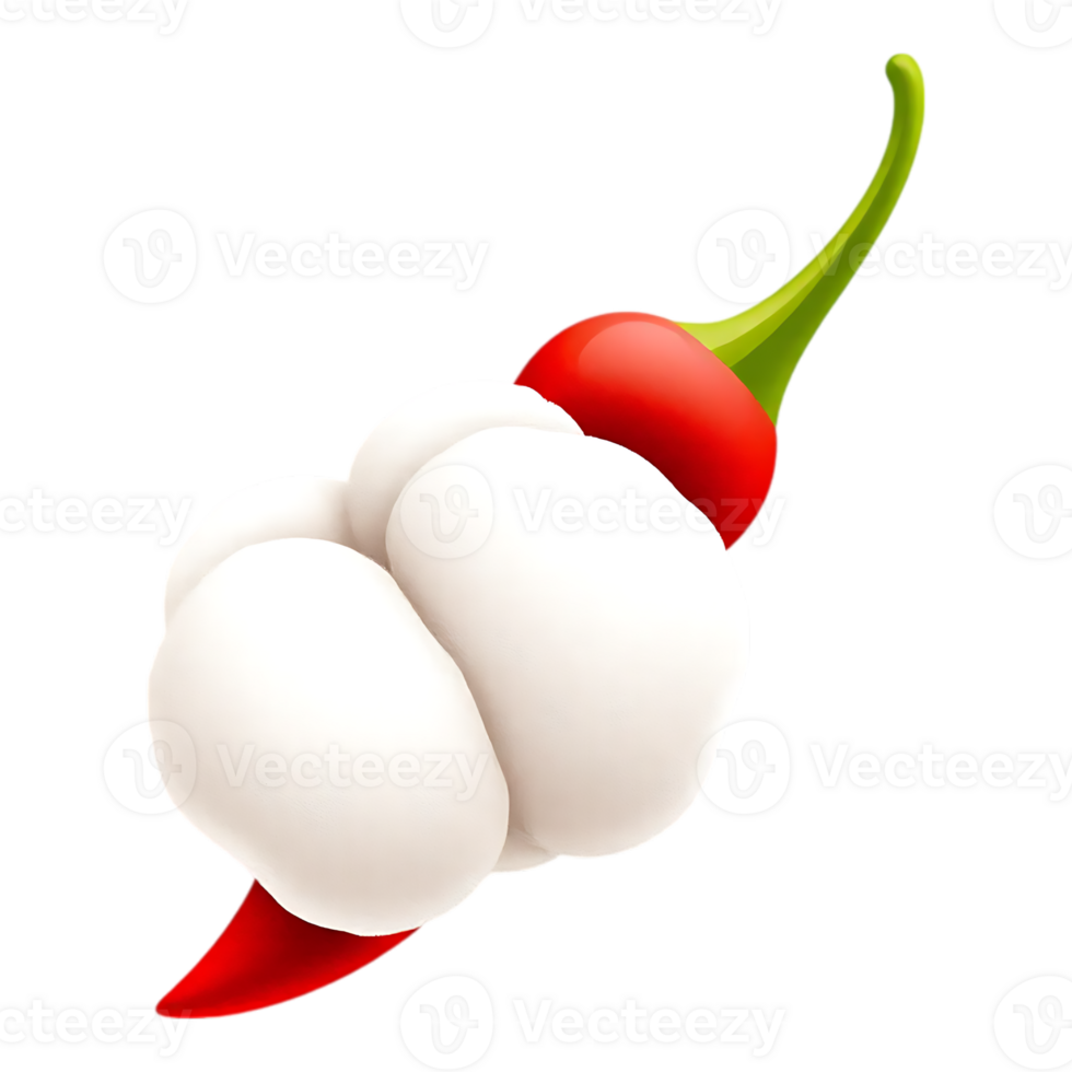 3D Render of a White and Red Chili Pepper png