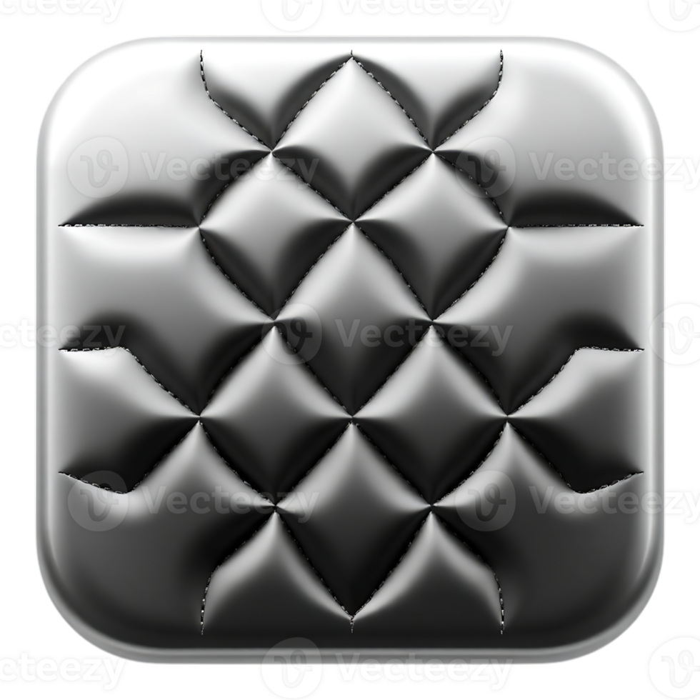 Shiny, metallic quilted square with diamond pattern png