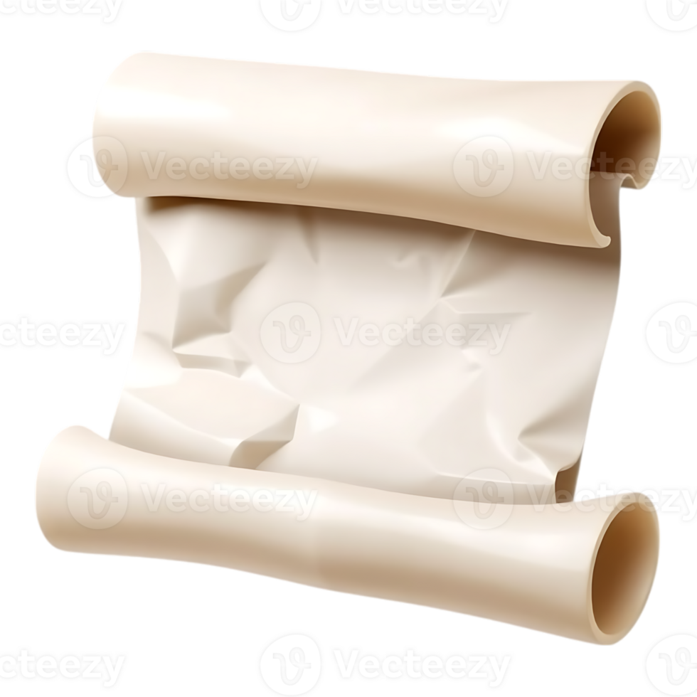 Realistic 3D Render of a Rolled Parchment Scroll png