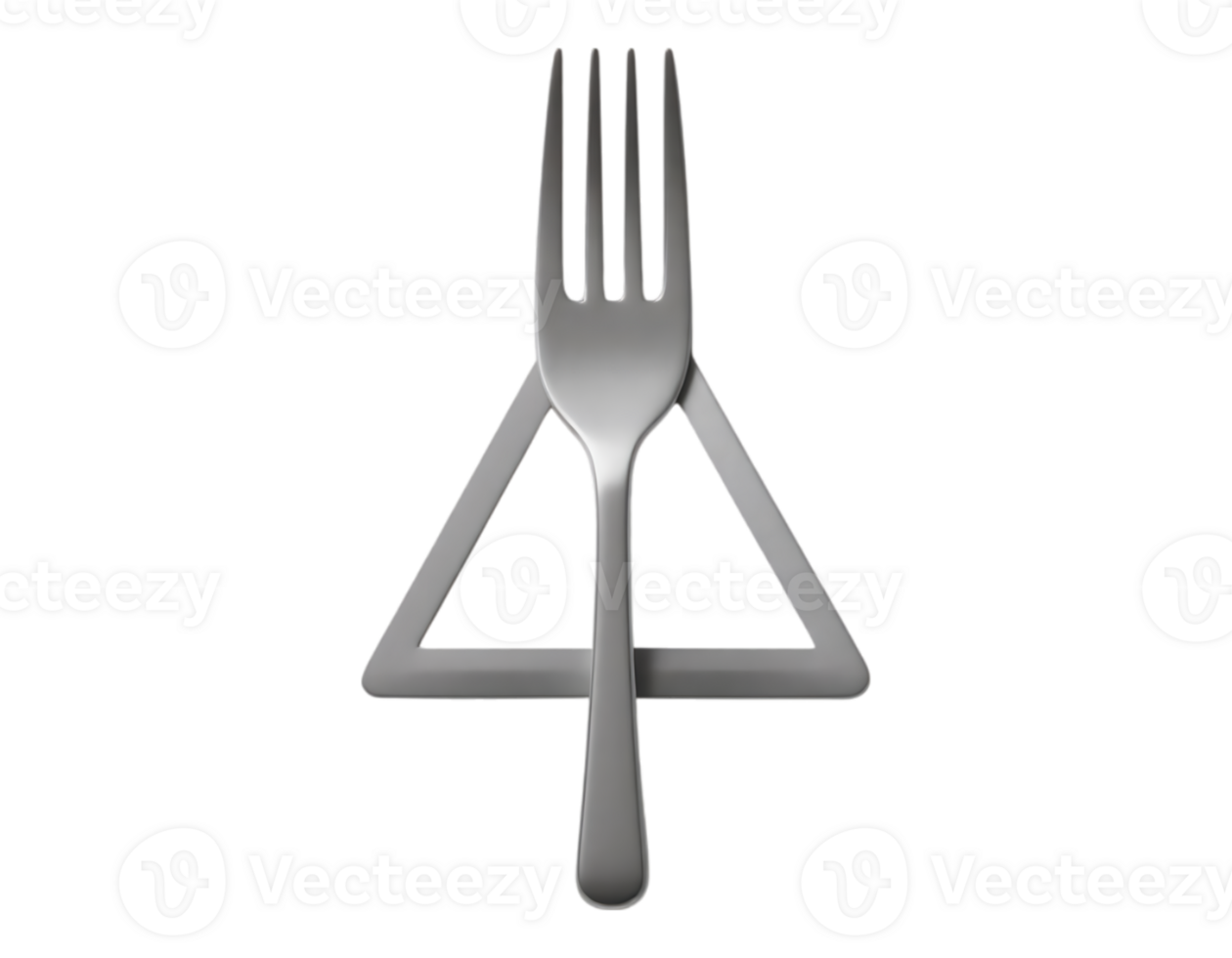 Fork resting inside a triangle png