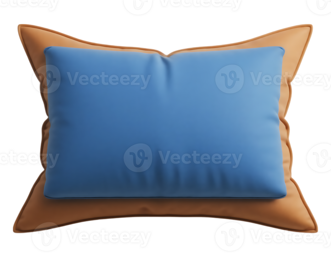 Two Pillows Blue and Brown with Textured Appearance png