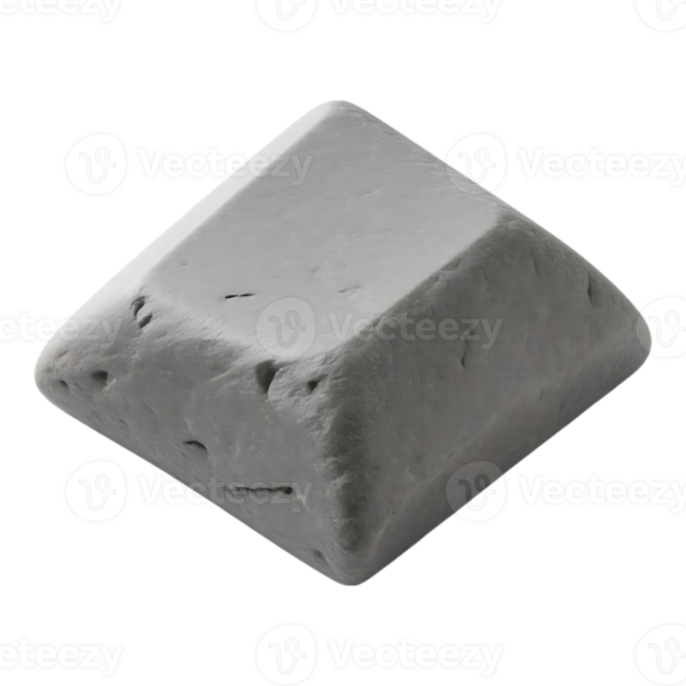 Isometric Stone Block with Rough Texture and Angled Edges png
