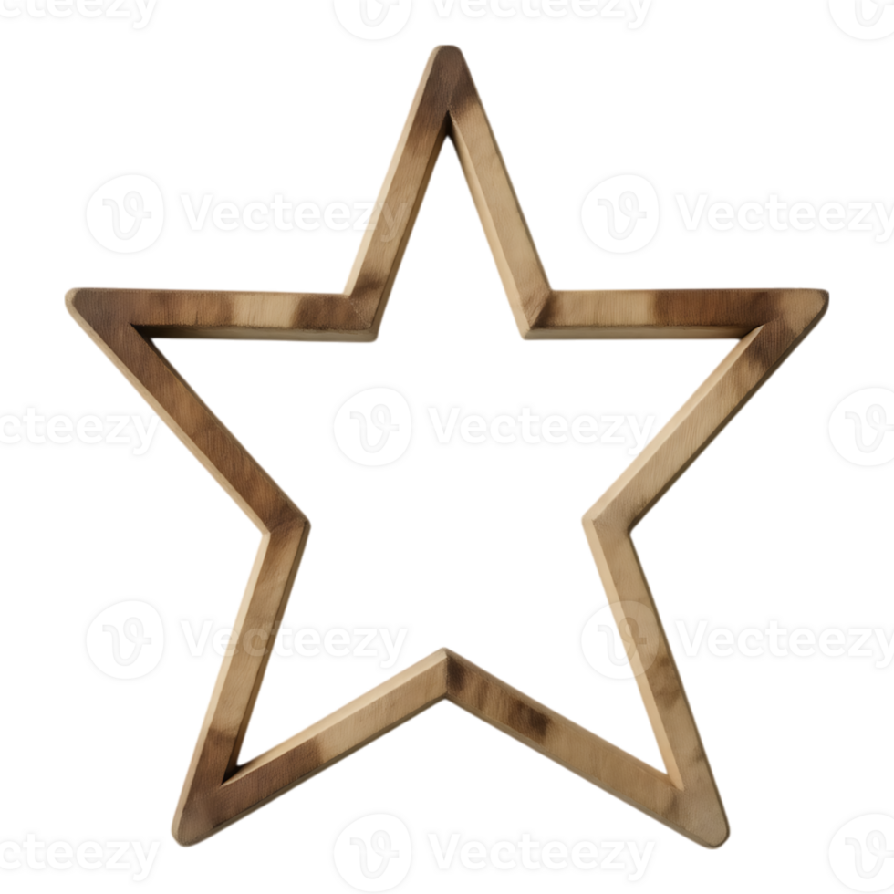 Wooden Star Decoration on Transparent Background png