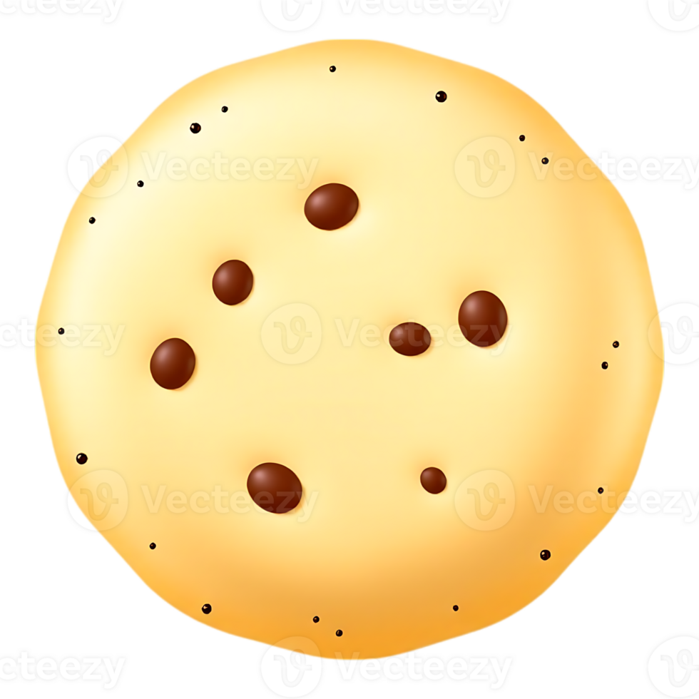 Close-up of a delicious chocolate chip cookie on a transparent background png