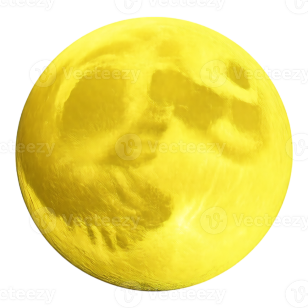 Golden Moon with Detailed Surface and Transparent Background png