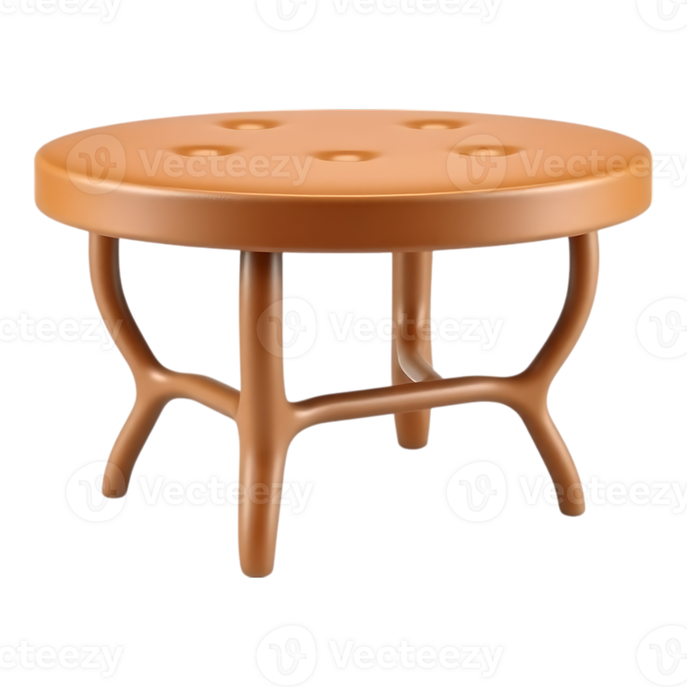 3D Cartoon Stool with Round Seat and Curved Legs png
