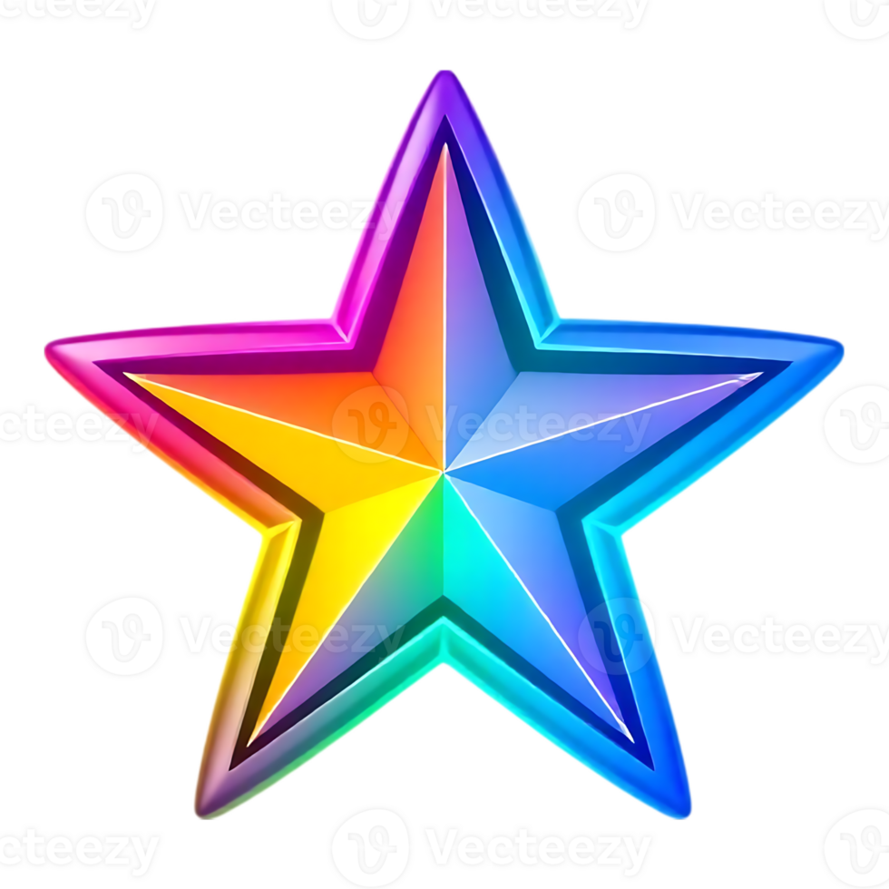 Vibrant Rainbow Star with 3D Cartoon Style png