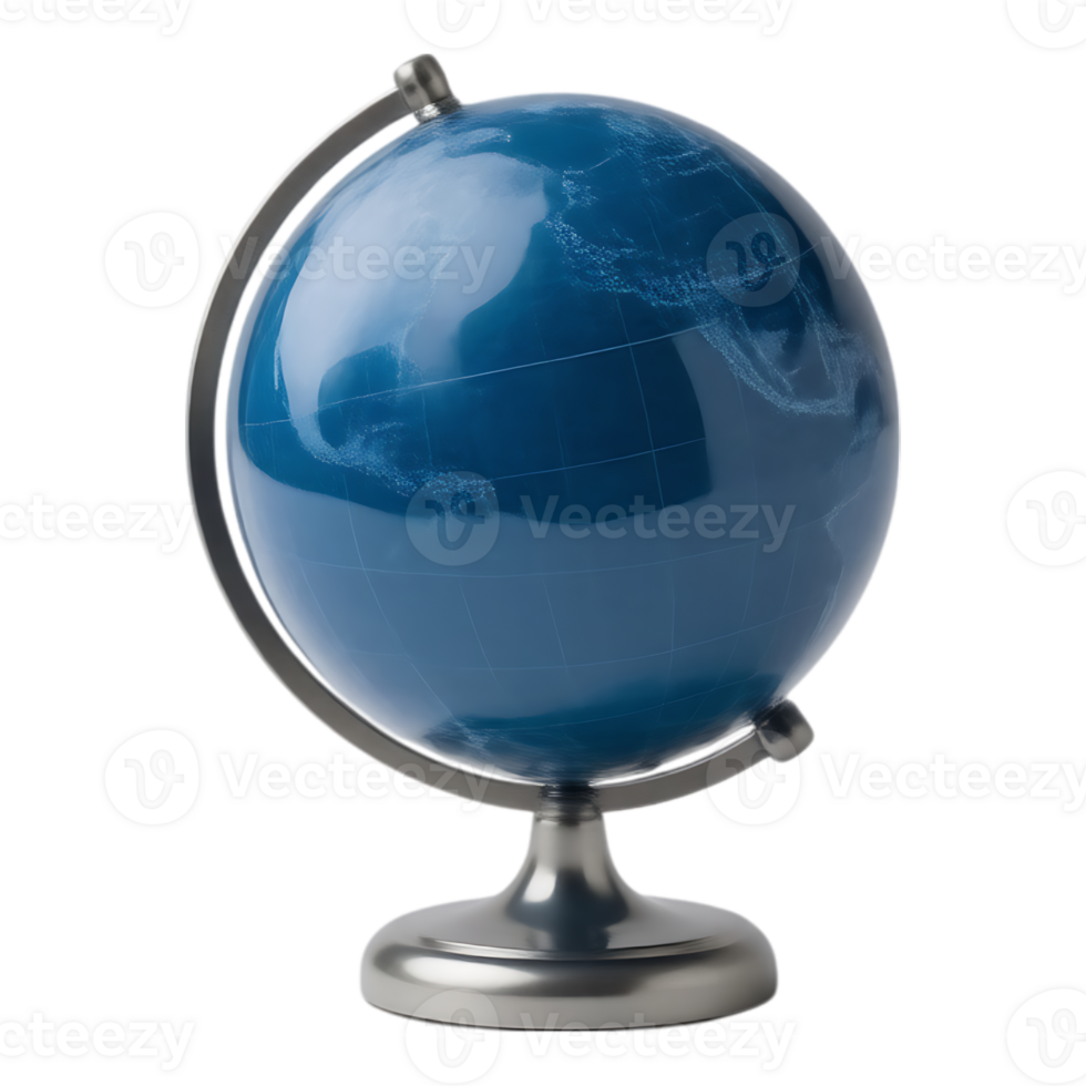 Blue Globe on Stand A Detailed Realistic Depiction of Earth png