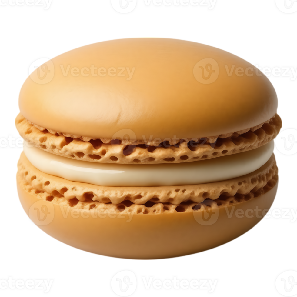 Delicious Caramel Macaron with Cream Filling on a Transparent Background png
