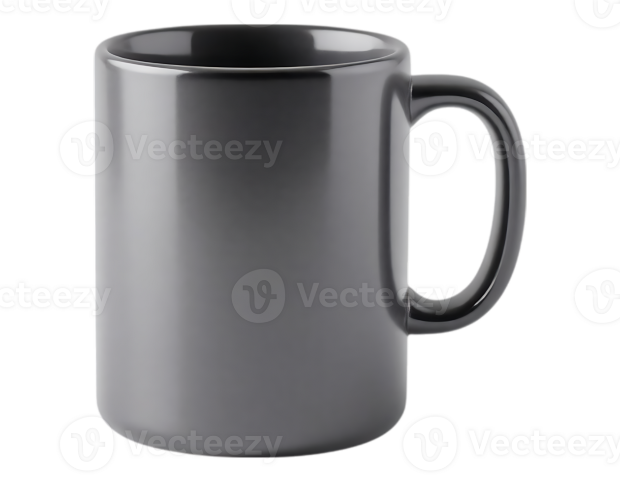 Glossy Black Ceramic Mug with Handle png