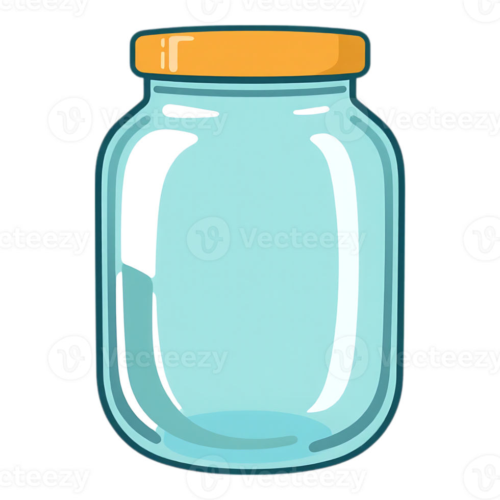 Empty Glass Jar with Orange Lid png