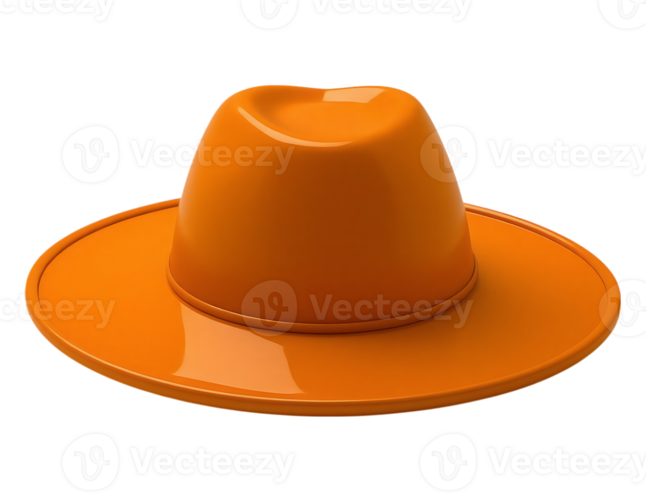 Orange Fedora Hat with Wide Brim, 3D Render png