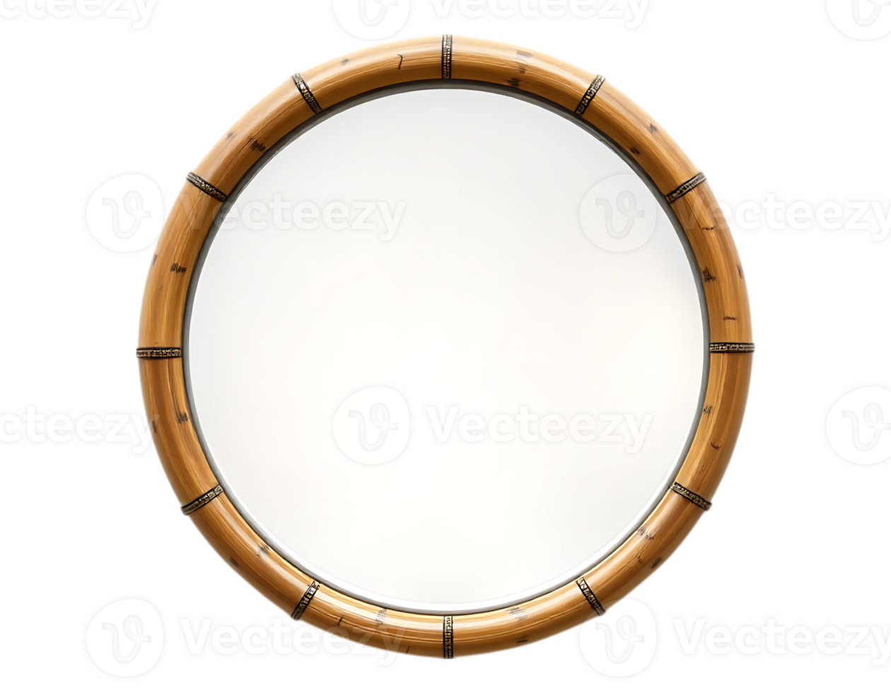 Round Bamboo Mirror with Transparent Center png