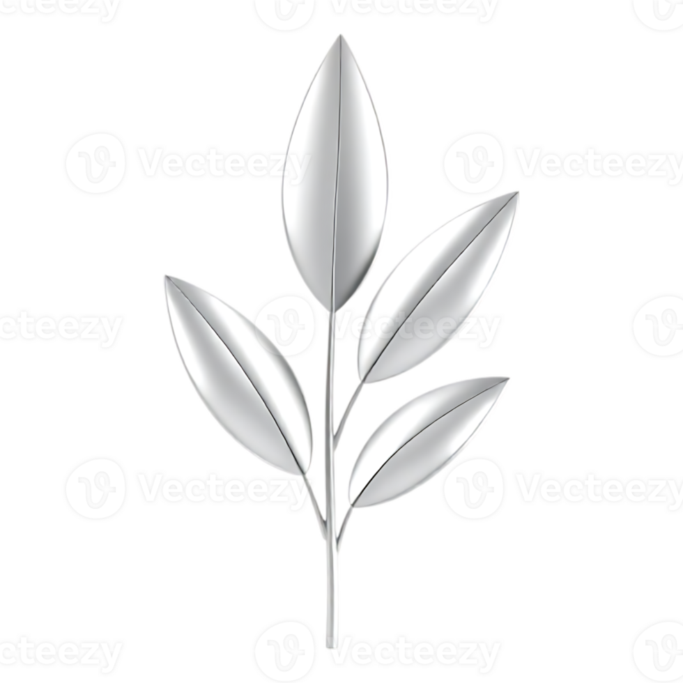 Silver Leaf Sprig with Glossy Finish png