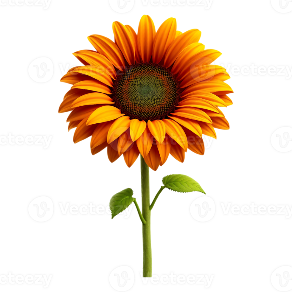 Vibrant Sunflower in Full Bloom Isolated on Transparent Background png