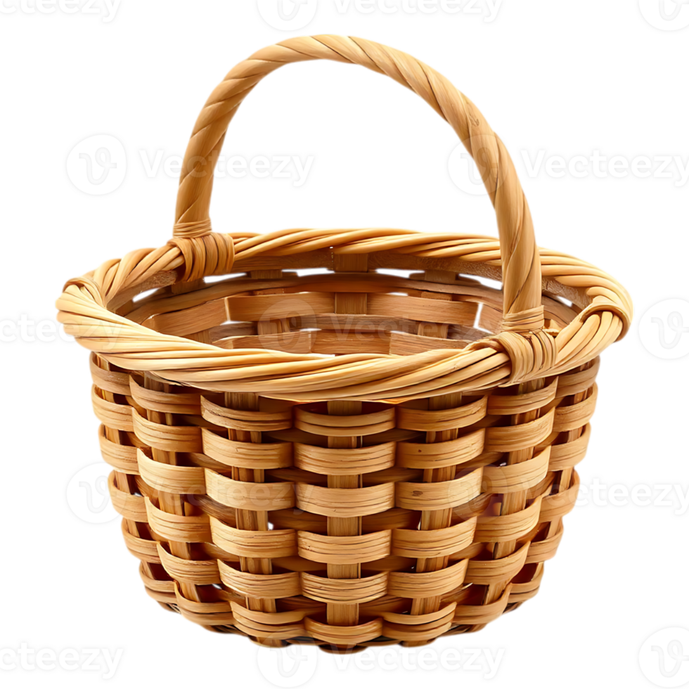 Woven Basket with Handle A Rustic and Charming Storage Container png